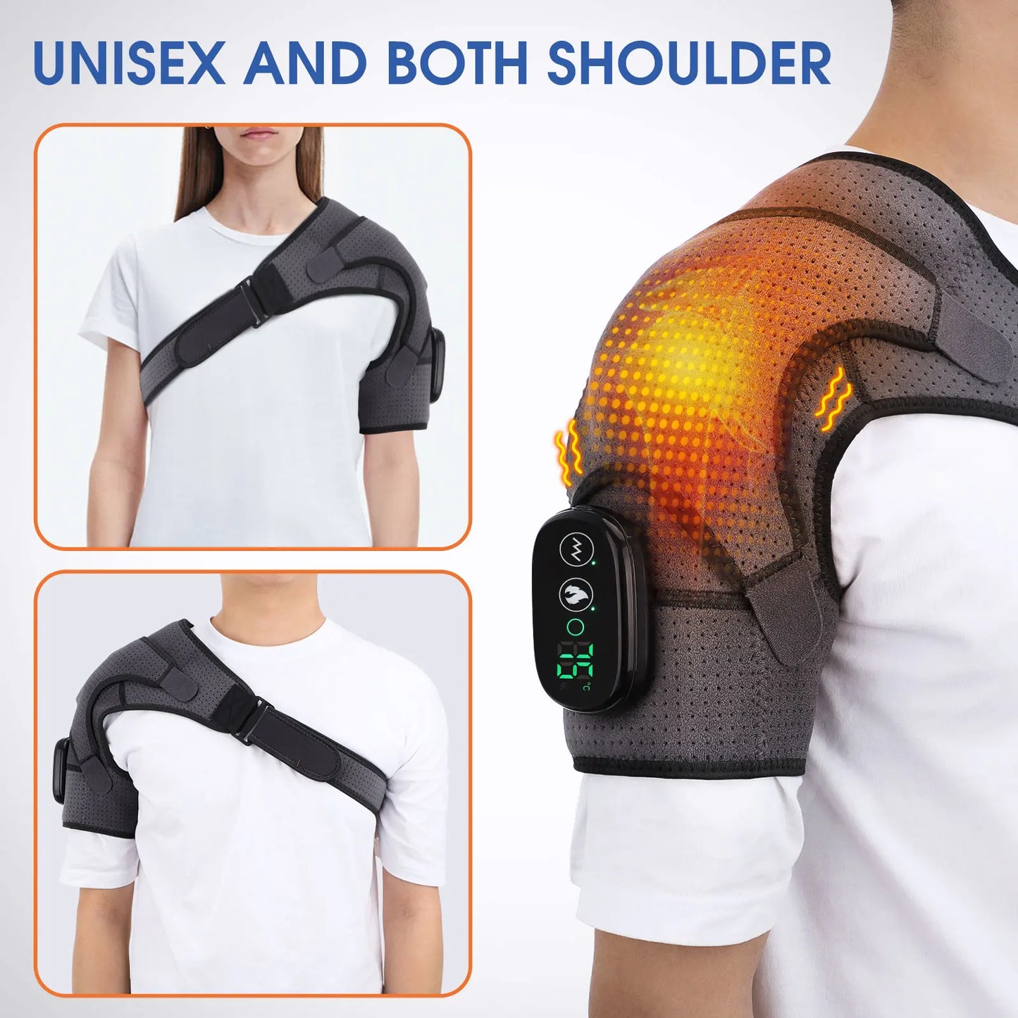 Electric Heating Shoulder Knee Massager Brace Joint Vibration Arthritis Pain Relief LED Smart Controller Adjustable Support Belt