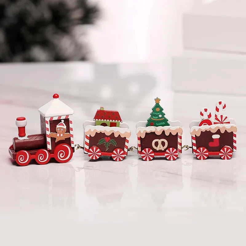 Merry Christmas Train Decorations 
  Wooden Trains to enhance your Christmas Decor