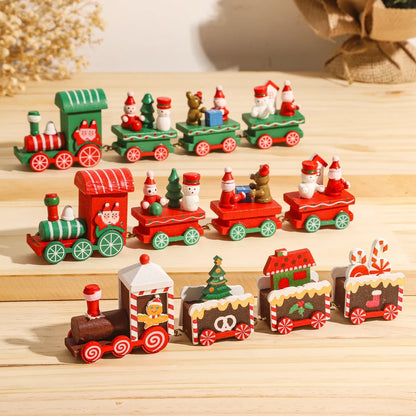 Merry Christmas Train Decorations 
  Wooden Trains to enhance your Christmas Decor