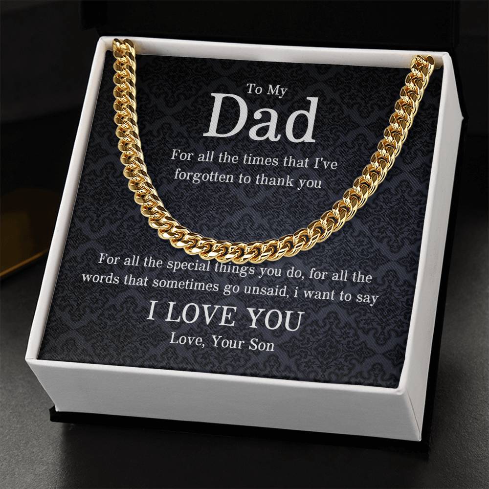 To My Dad | I Love You - Cuban Link Chain