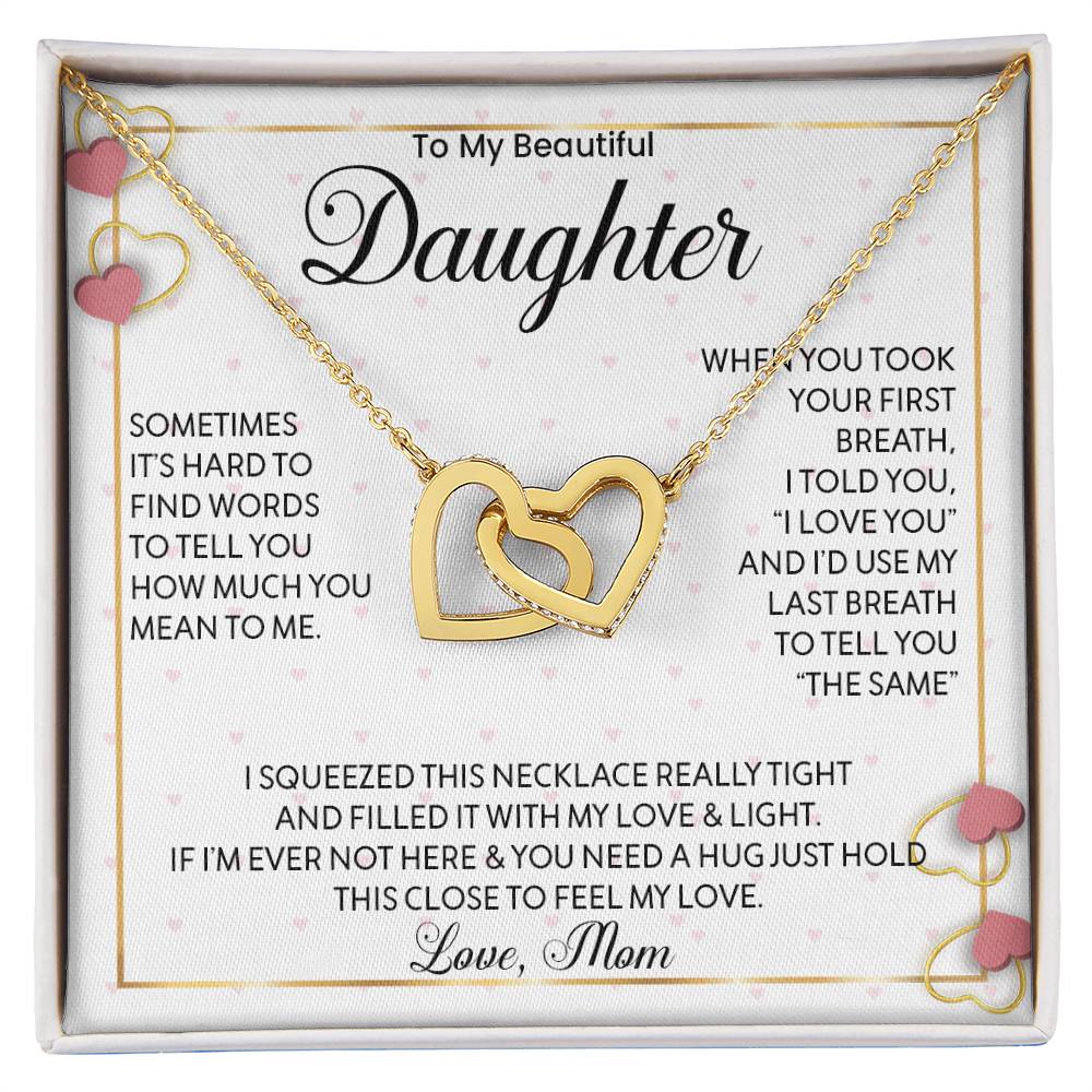 To My Wonderful Daughter | I Love You - Interlocking Hearts necklace