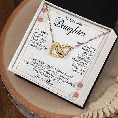 To My Wonderful Daughter | I Love You - Interlocking Hearts necklace