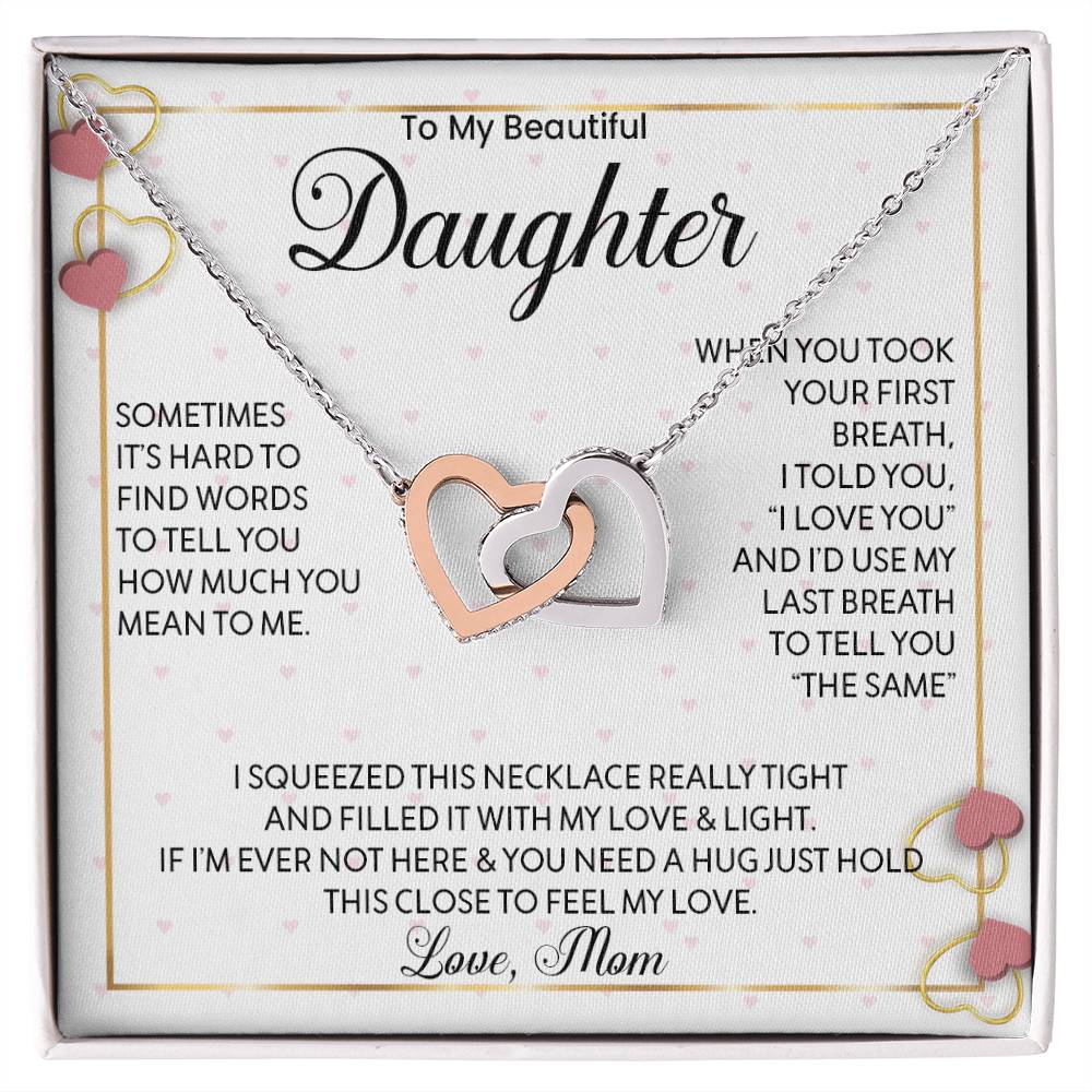 To My Wonderful Daughter | I Love You - Interlocking Hearts necklace